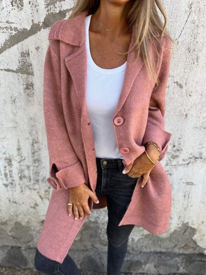 VERONICA | LAPEL COLLAR BUTTON-FRONT COAT