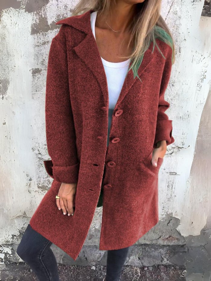 VERONICA | LAPEL COLLAR BUTTON-FRONT COAT