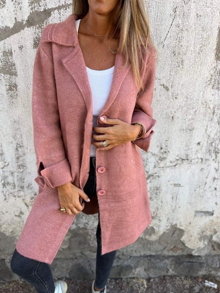 VERONICA | LAPEL COLLAR BUTTON-FRONT COAT