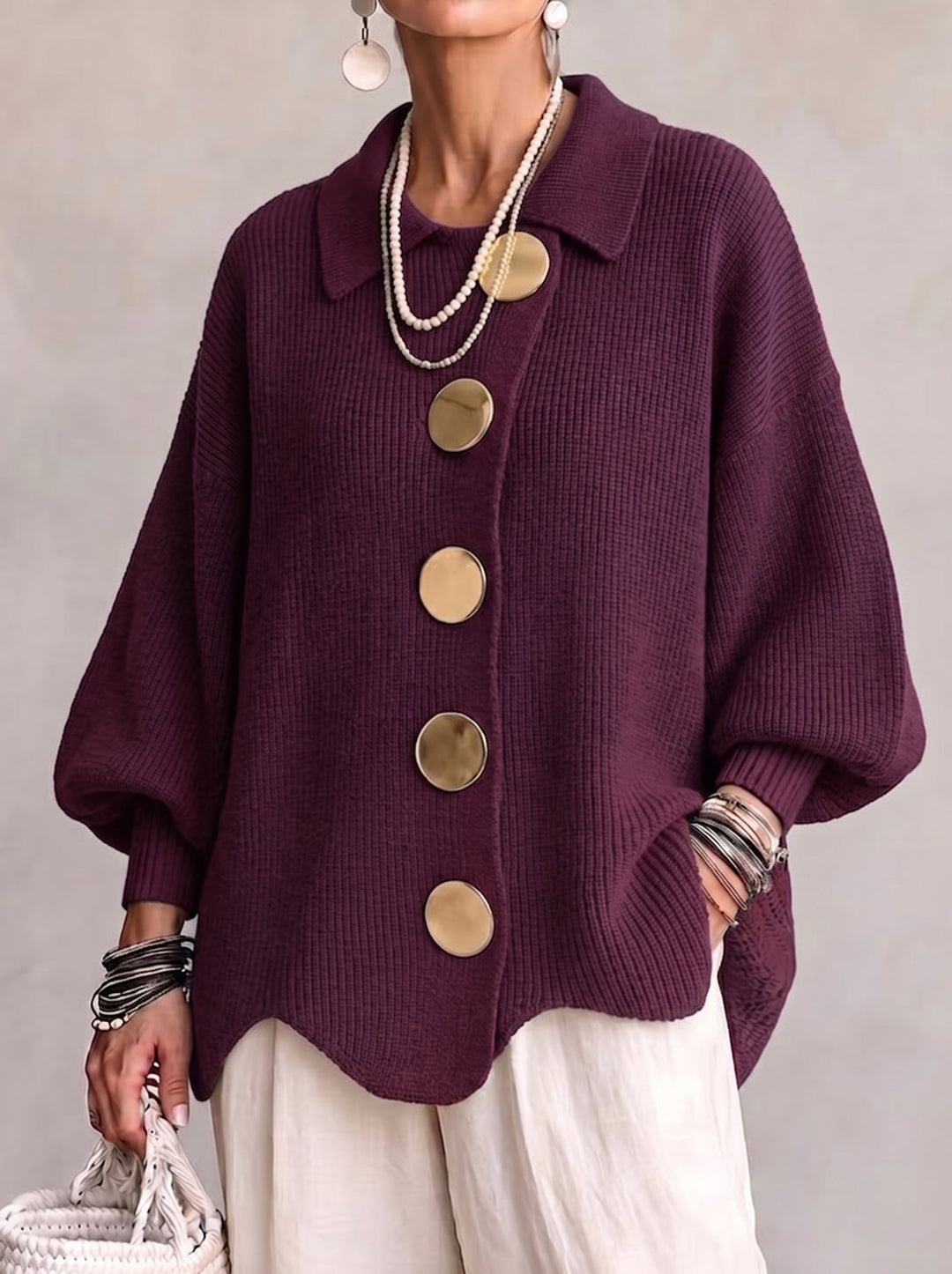 MANDY | OVERSIZED COLLARED CARDIGAN WITH BUTTONS
