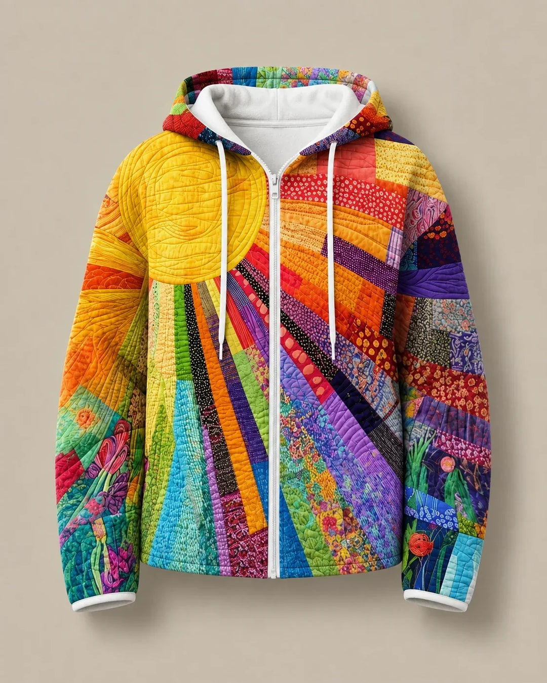 MARLYNE | SUNBURST PRINT ZIP HOODIE