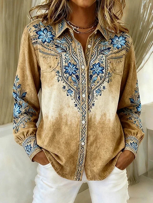 TUCSON | VINTAGE WESTERN FLORAL BUTTON BLOUSE